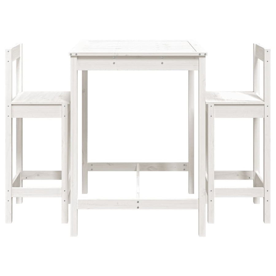 3-Delige Barset Massief Grenenhout Wit