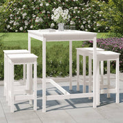 Tuinbarset 5-delig massief grenenhout wit