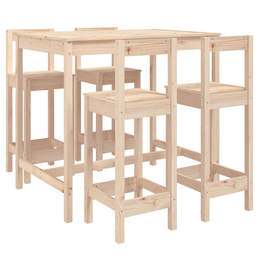 5-Delige Barset Massief Grenenhout Naturel