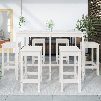 7-delige Tuinbarset massief grenenhout wit