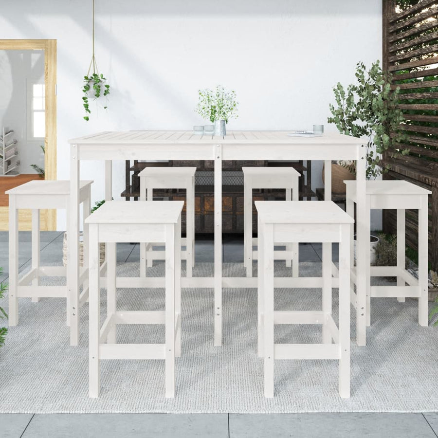 7-delige Tuinbarset massief grenenhout wit
