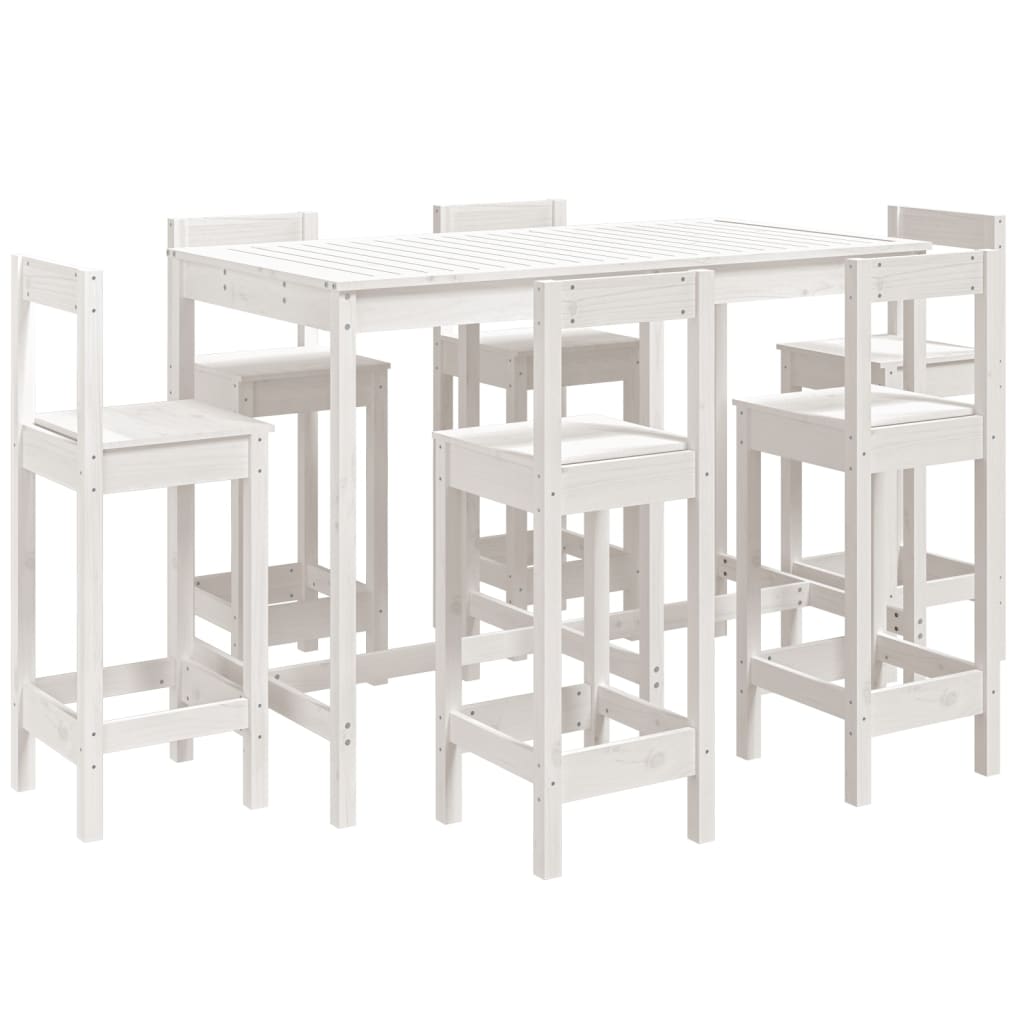 7-delige Barset massief grenenhout wit