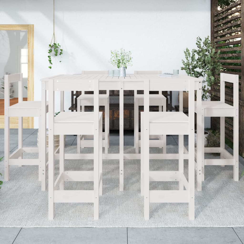 7-delige Barset massief grenenhout wit