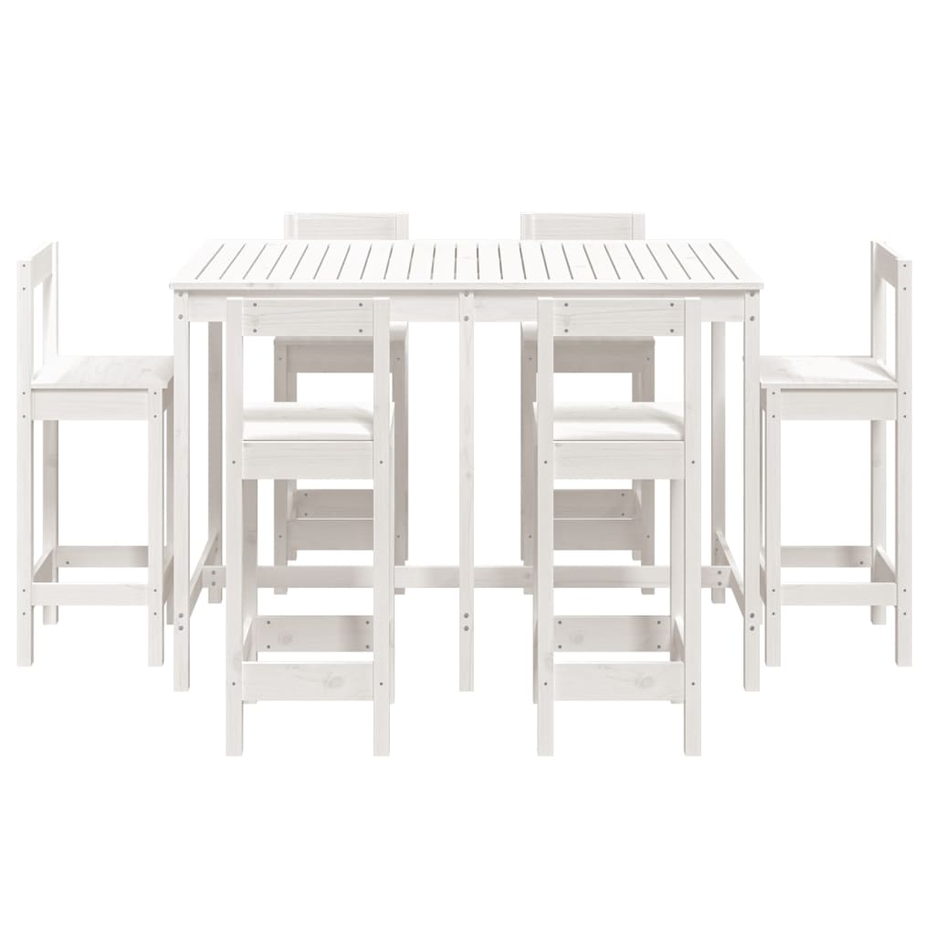 7-delige Barset massief grenenhout wit