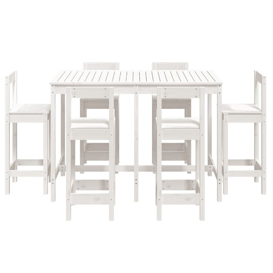 7-delige Barset massief grenenhout wit
