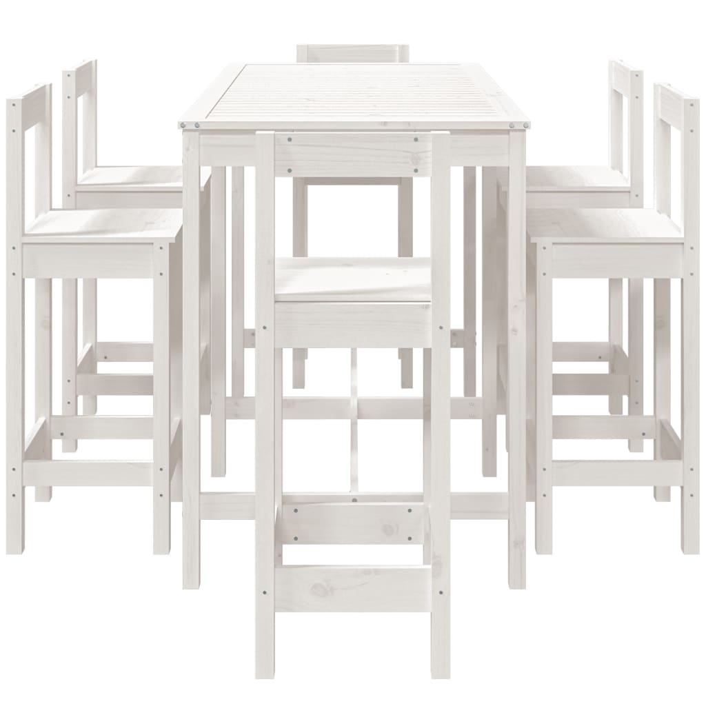 7-delige Barset massief grenenhout wit