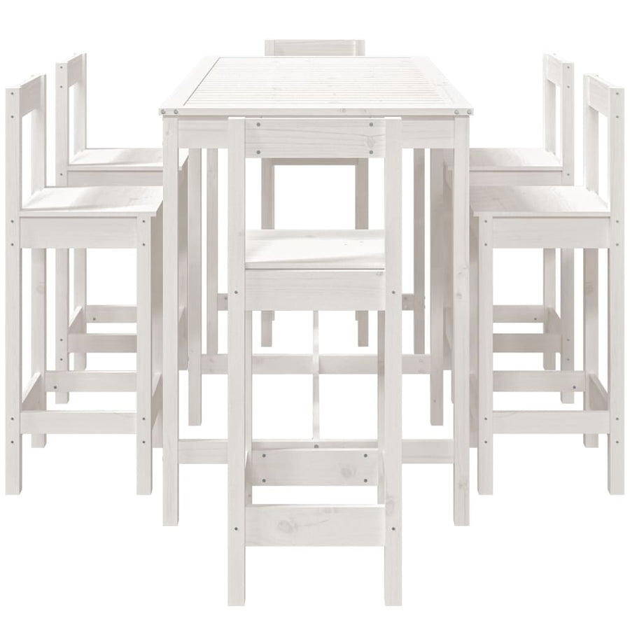7-delige Barset massief grenenhout wit