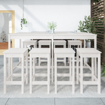 9-delige Tuinbarset massief grenenhout wit