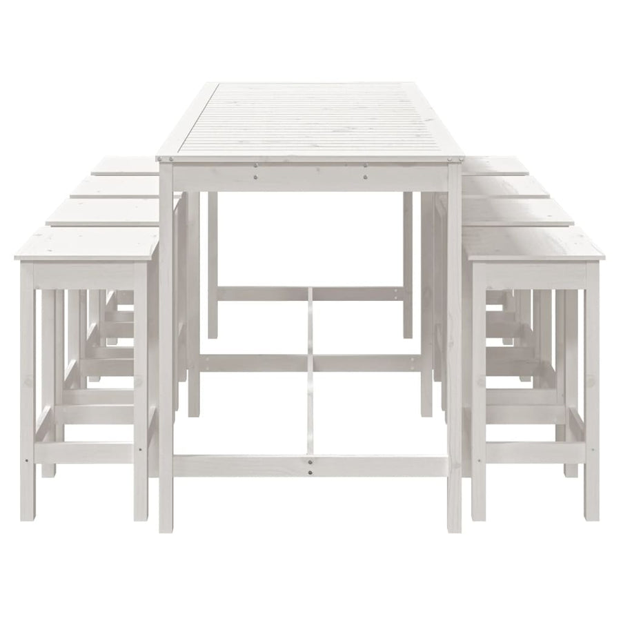 9-delige Tuinbarset massief grenenhout wit