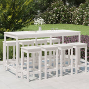 Tuinbarset 9-delig massief grenenhout wit
