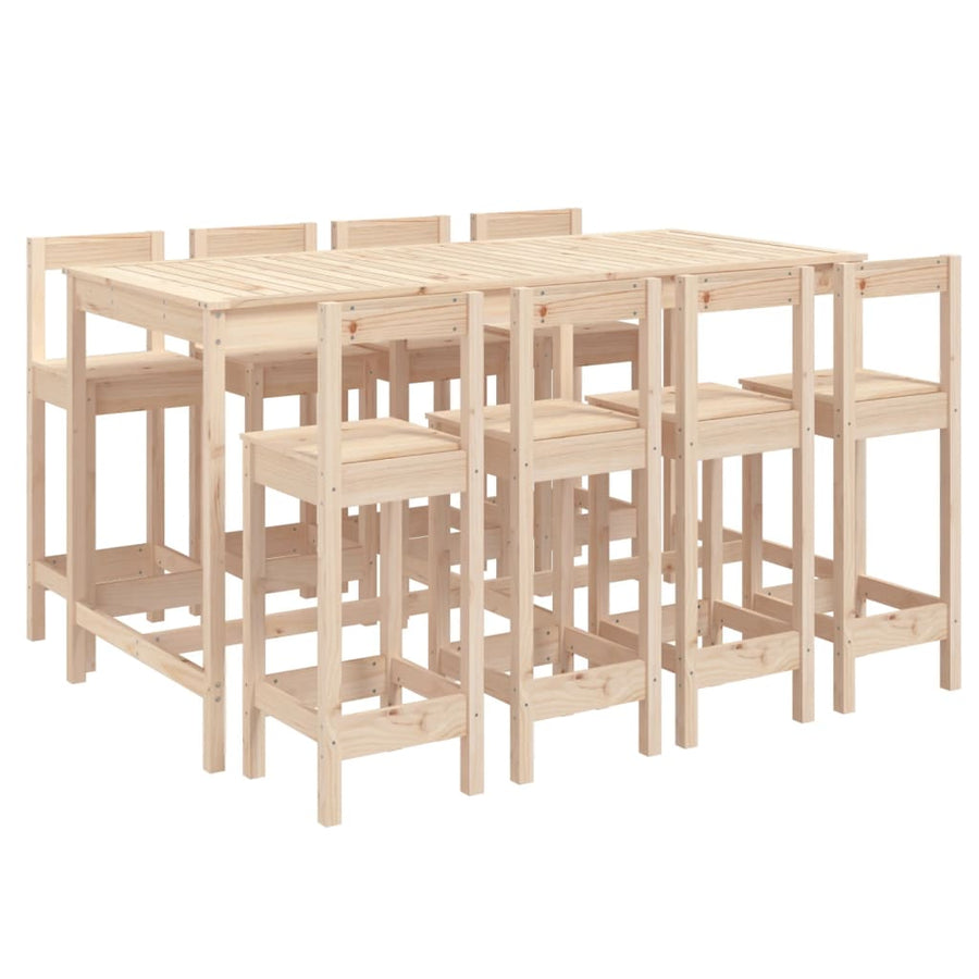 9-Delige Barset Massief Grenenhout Naturel