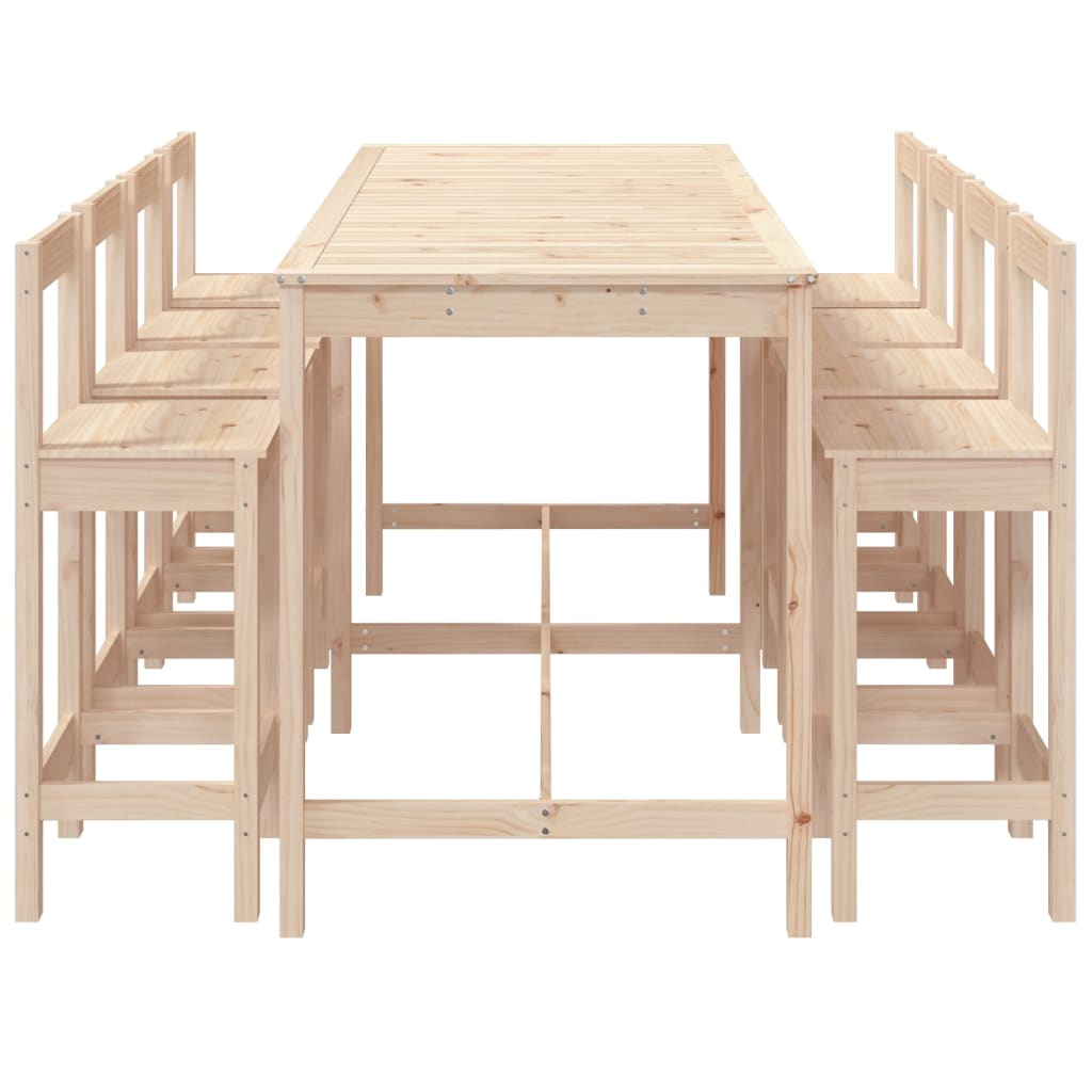9-Delige Barset Massief Grenenhout Naturel