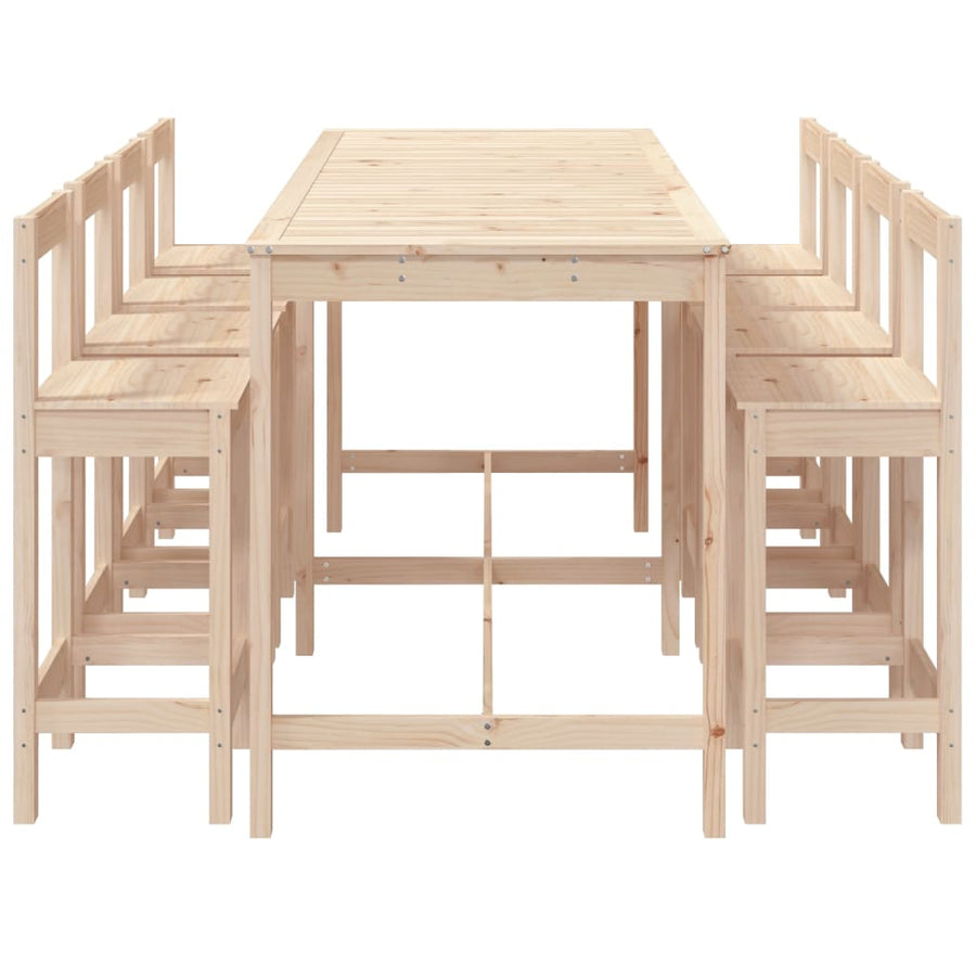 9-Delige Barset Massief Grenenhout Naturel