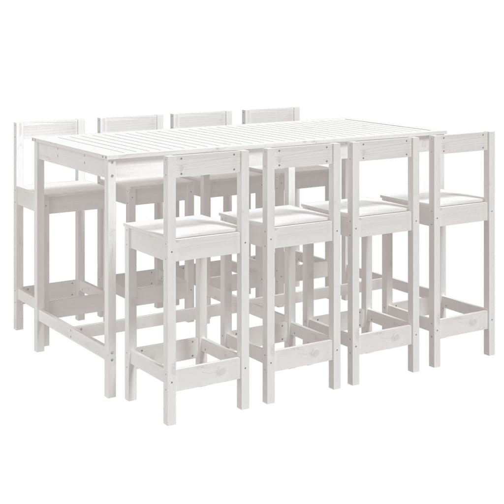 9-delige Barset massief grenenhout wit