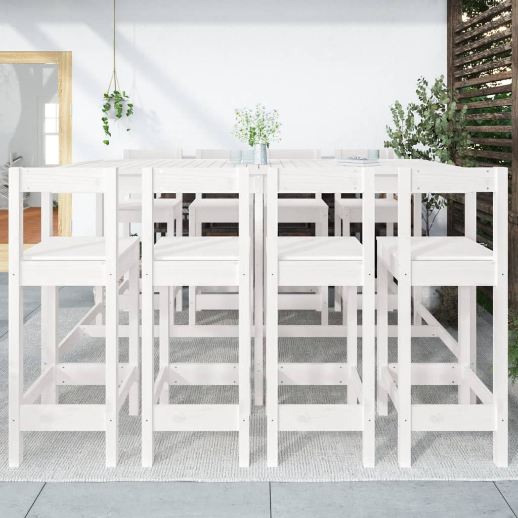 9-delige Barset massief grenenhout wit
