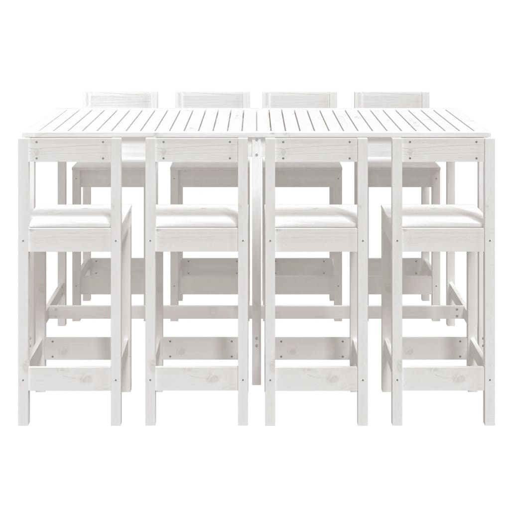 9-delige Barset massief grenenhout wit