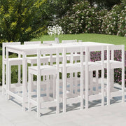 Barset massief grenenhout 9-delig wit