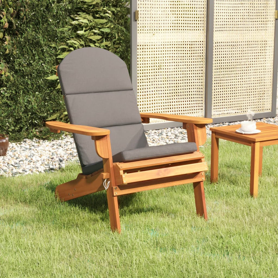 Tuinstoel Adirondack Met Kussens Massief Acaciahout 1 Bruin en grijs Zonder voetensteun