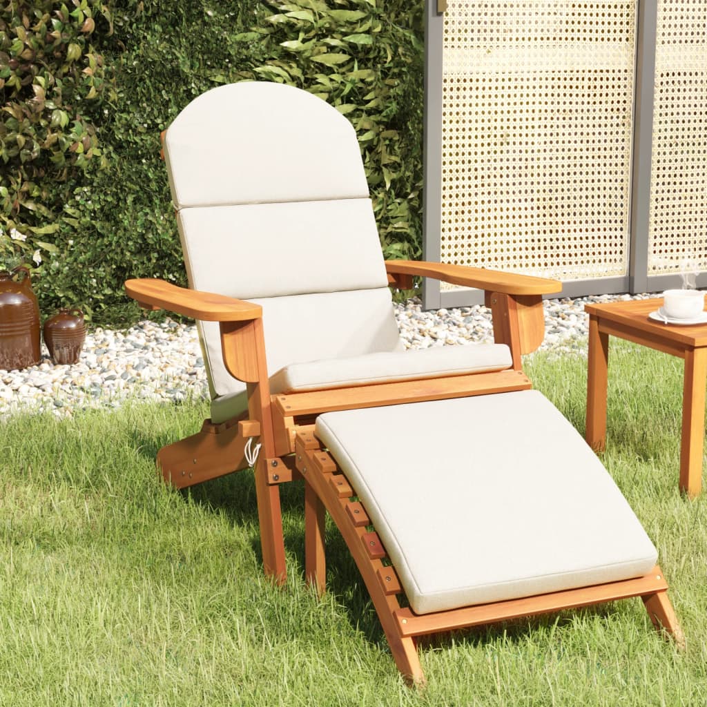 Tuinstoel Adirondack Massief Acaciahout 1 Bruin en crème Met voetensteun