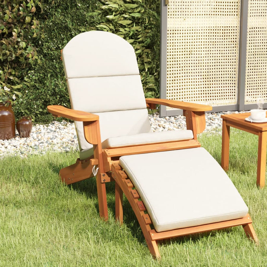 Tuinstoel Adirondack Massief Acaciahout 1 Bruin en crème Met voetensteun