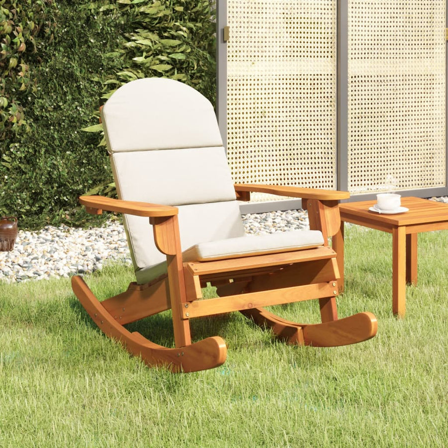 Schommelstoel Adirondack Met Kussens Massief Acaciahout Bruin en crème