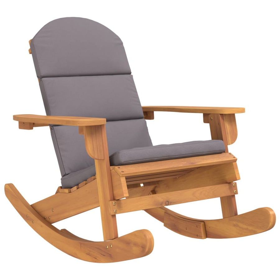Schommelstoel Adirondack Met Kussens Massief Acaciahout Bruin en grijs