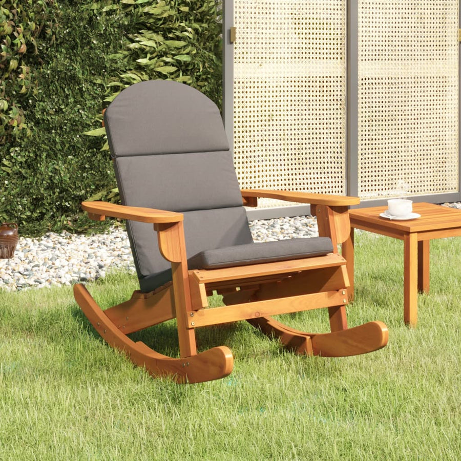 Schommelstoel Adirondack Met Kussens Massief Acaciahout Bruin en grijs