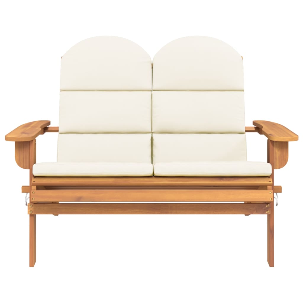 Tuinbank Adirondack Met Kussens 126 Cm Massief Acaciahout Crèmewit Ja