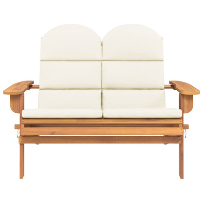 Tuinbank Adirondack Met Kussens 126 Cm Massief Acaciahout Crèmewit Ja