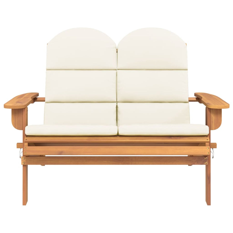 Tuinbank Adirondack Met Kussens 126 Cm Massief Acaciahout Crèmewit Ja
