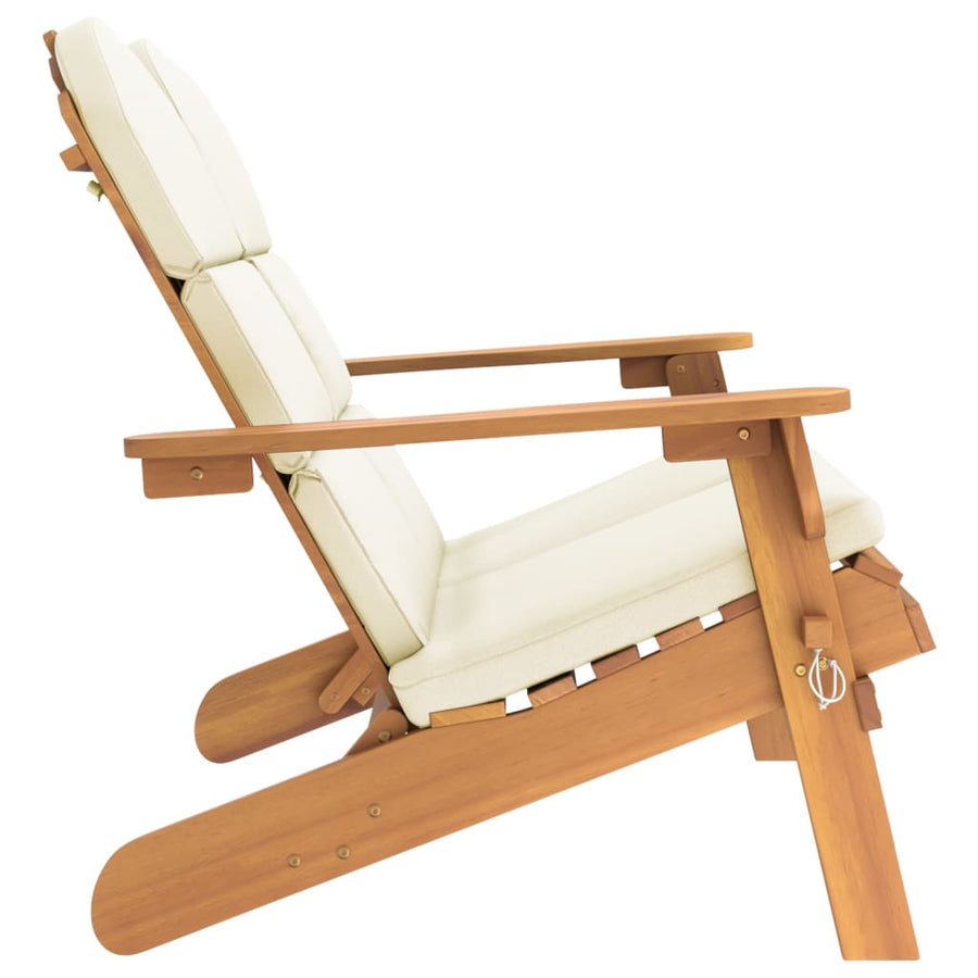 Tuinbank Adirondack Met Kussens 126 Cm Massief Acaciahout Crèmewit Ja