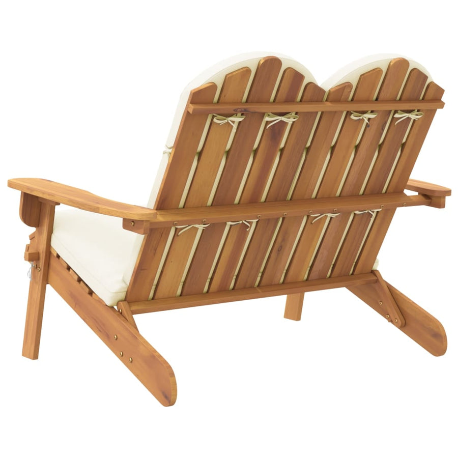 Tuinbank Adirondack Met Kussens 126 Cm Massief Acaciahout Crèmewit Ja