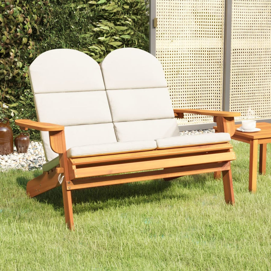 Tuinbank Adirondack Met Kussens 126 Cm Massief Acaciahout Crèmewit Ja