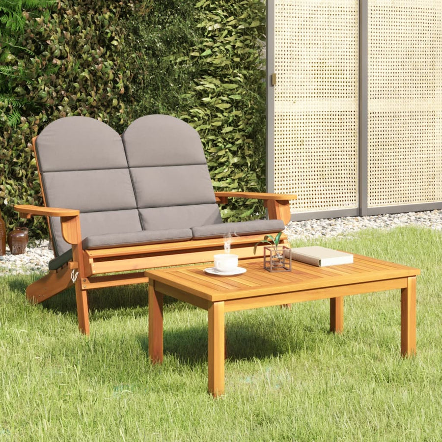 2-Delige Loungeset Adirondack Massief Acaciahout Donkergrijs