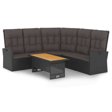-Delige Loungeset Met Kussens Poly Rattan Zwart
