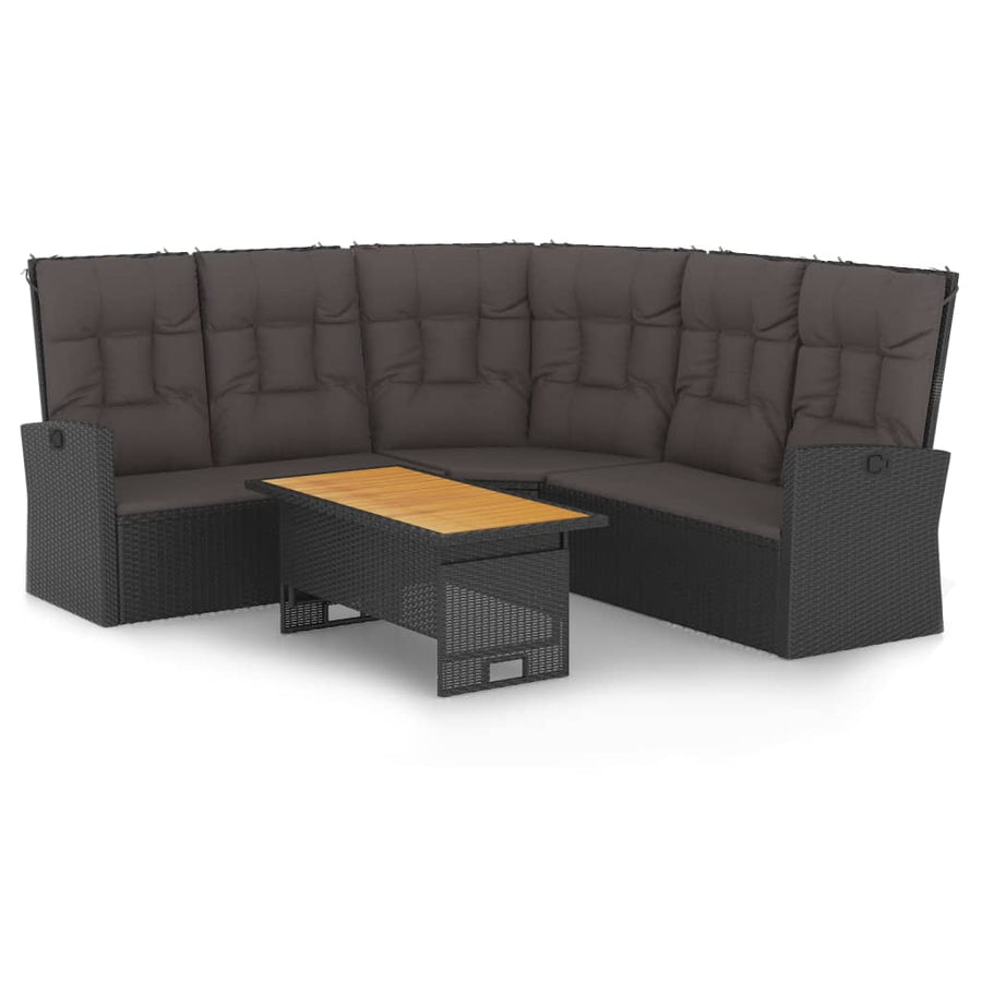 -Delige Loungeset Met Kussens Poly Rattan Zwart