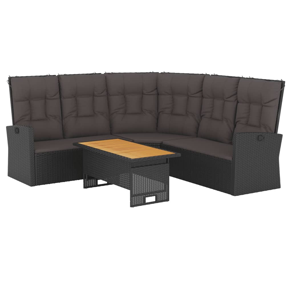 -Delige Loungeset Met Kussens Poly Rattan Zwart
