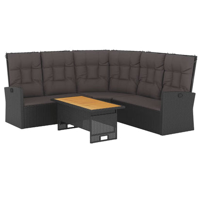 -Delige Loungeset Met Kussens Poly Rattan Zwart