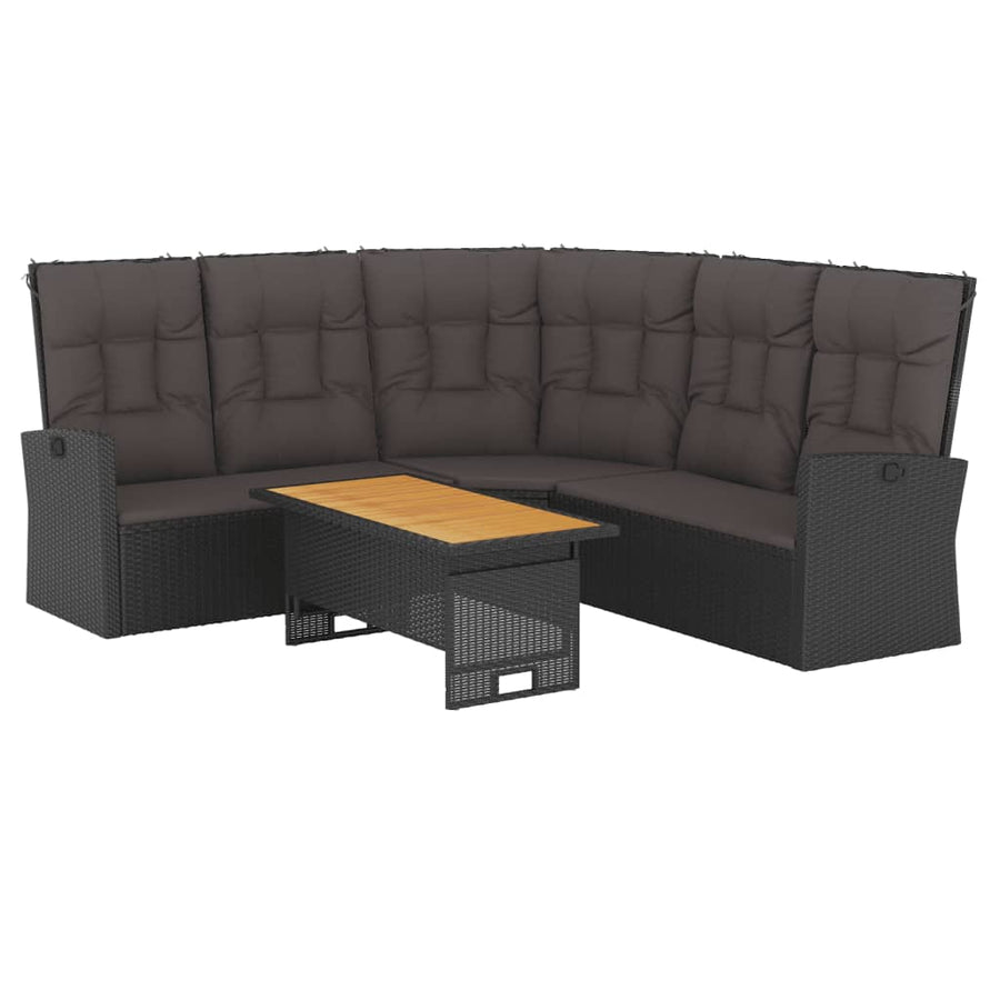 -Delige Loungeset Met Kussens Poly Rattan Zwart