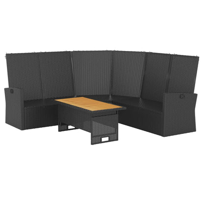 -Delige Loungeset Met Kussens Poly Rattan Zwart