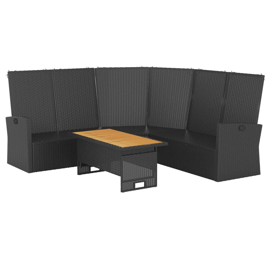 -Delige Loungeset Met Kussens Poly Rattan Zwart