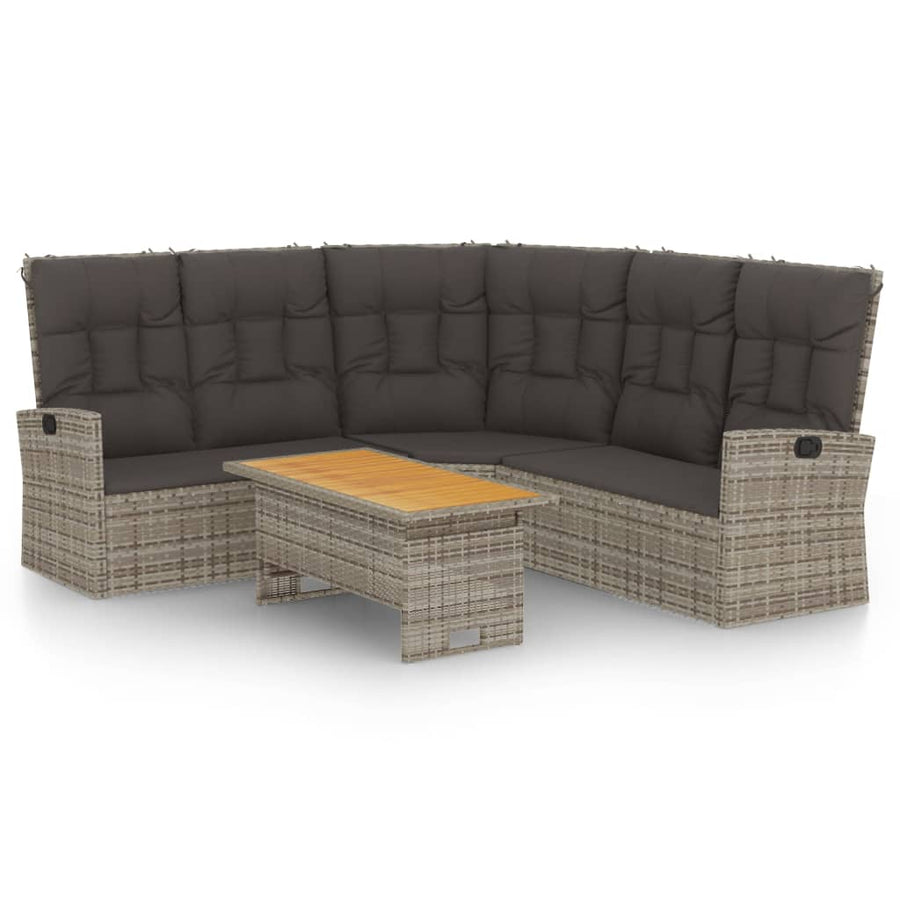 -Delige Loungeset Met Kussens Poly Rattan Grijs