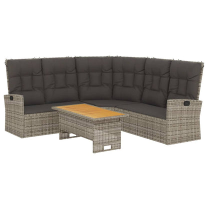 -Delige Loungeset Met Kussens Poly Rattan Grijs