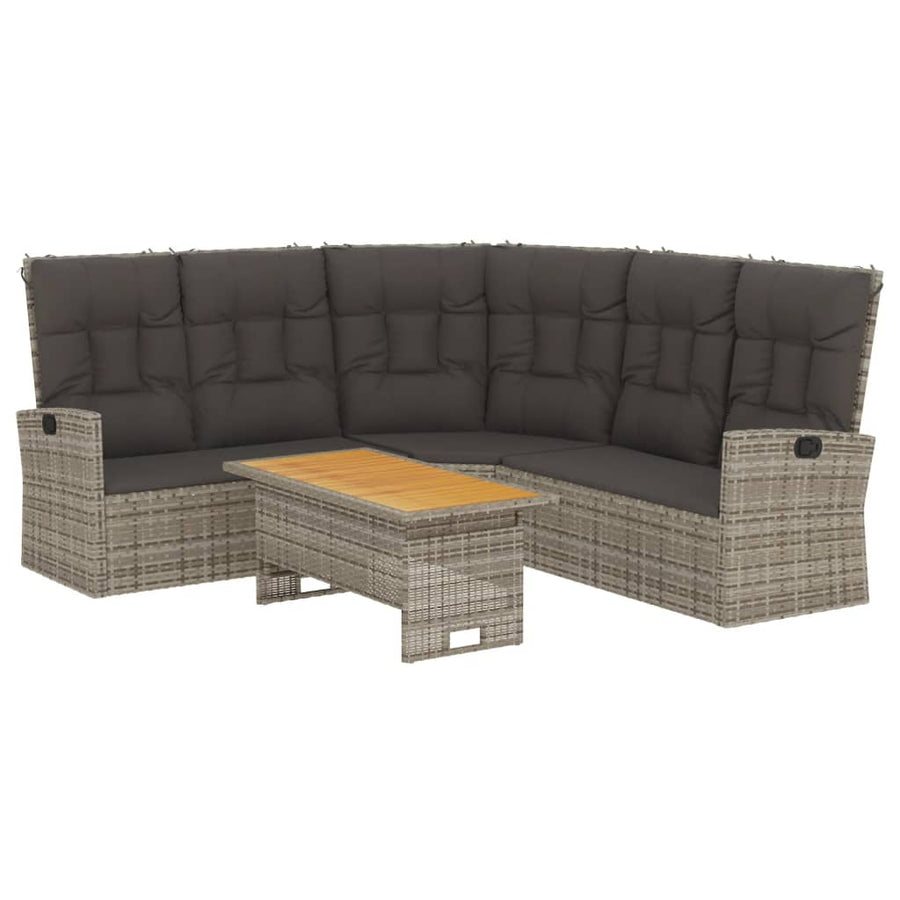 -Delige Loungeset Met Kussens Poly Rattan Grijs