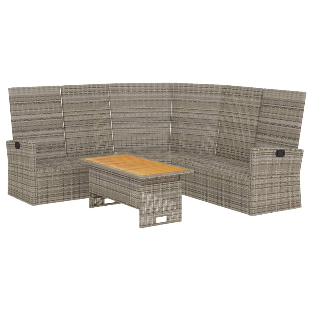 -Delige Loungeset Met Kussens Poly Rattan Grijs