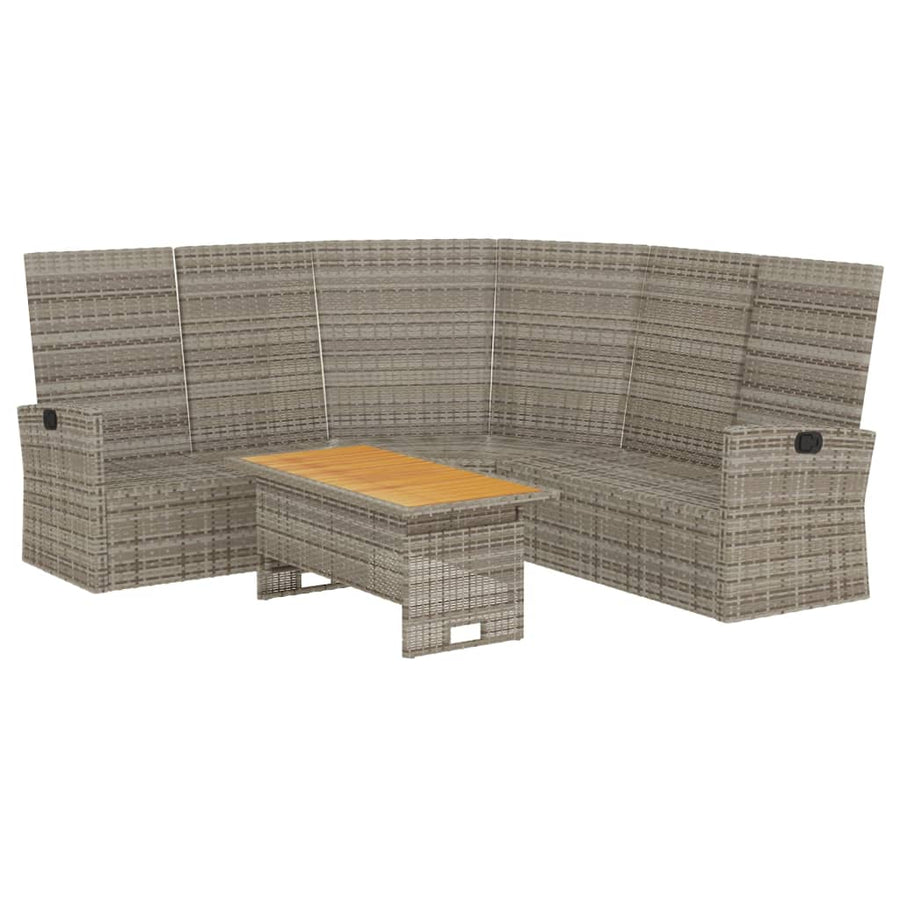 -Delige Loungeset Met Kussens Poly Rattan Grijs