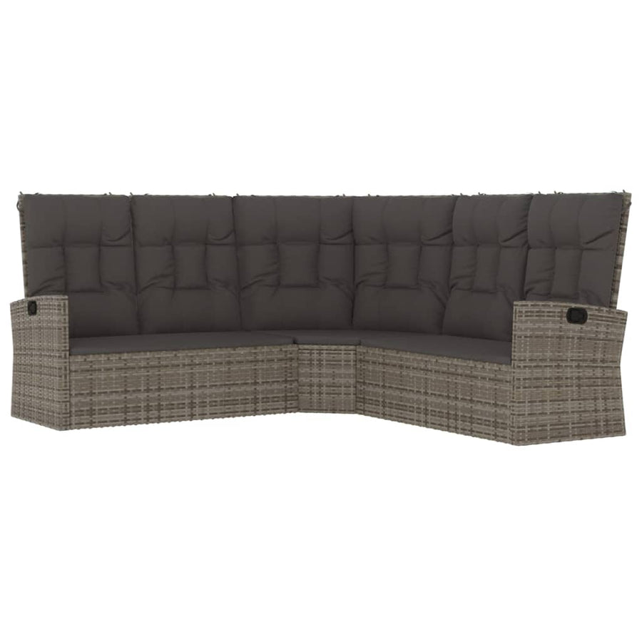 -Delige Loungeset Met Kussens Poly Rattan Grijs