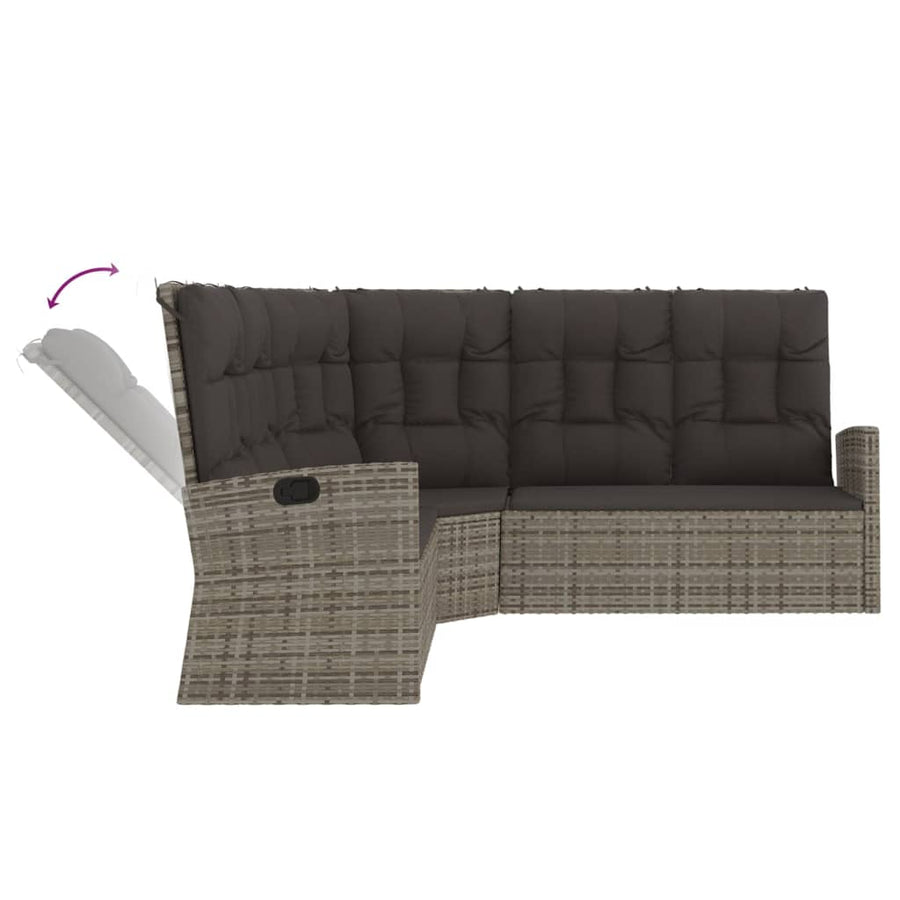 -Delige Loungeset Met Kussens Poly Rattan Grijs