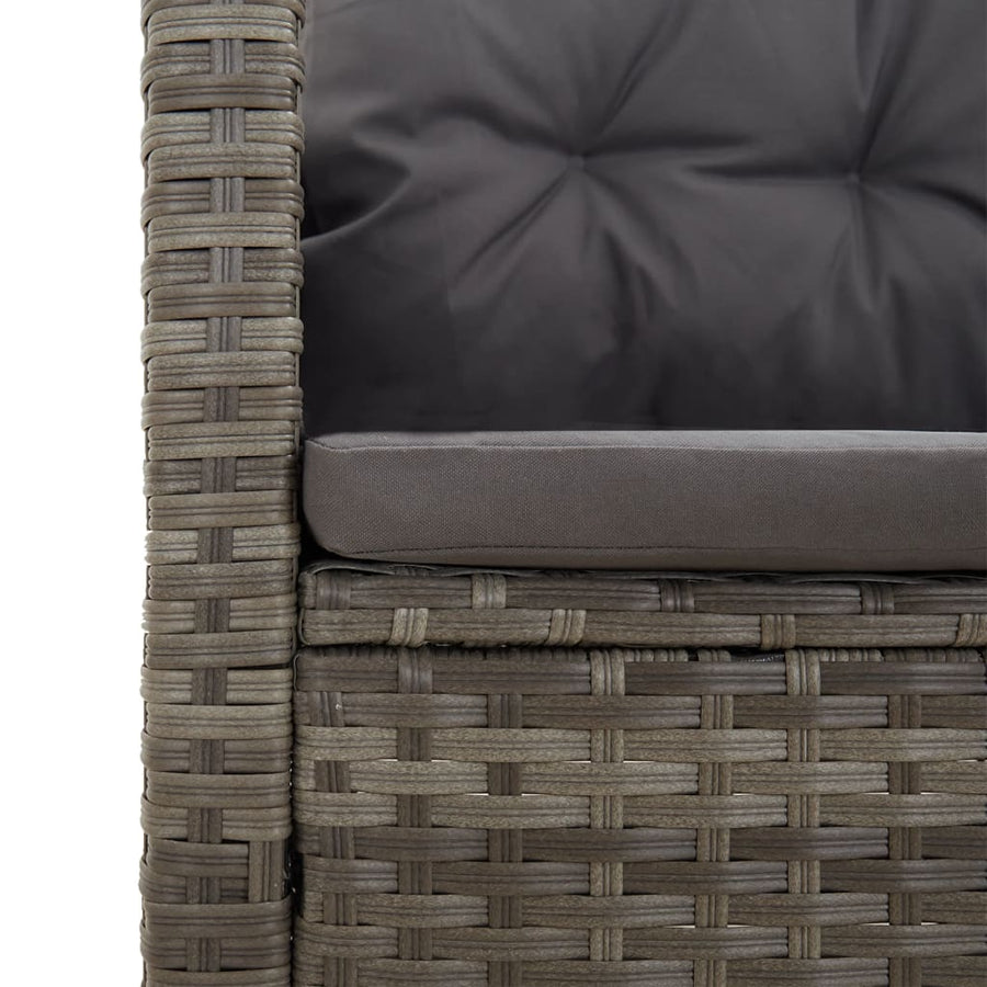 -Delige Loungeset Met Kussens Poly Rattan Grijs
