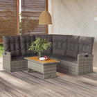 2-piece Lounge Set with cushions poly rattan grey